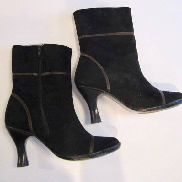 EU38.5 US7.5 M/W BOLO BORN CROWN super sexy BLACK suede HIGH HEEL ankle BOOTS - Picture 6 of 12